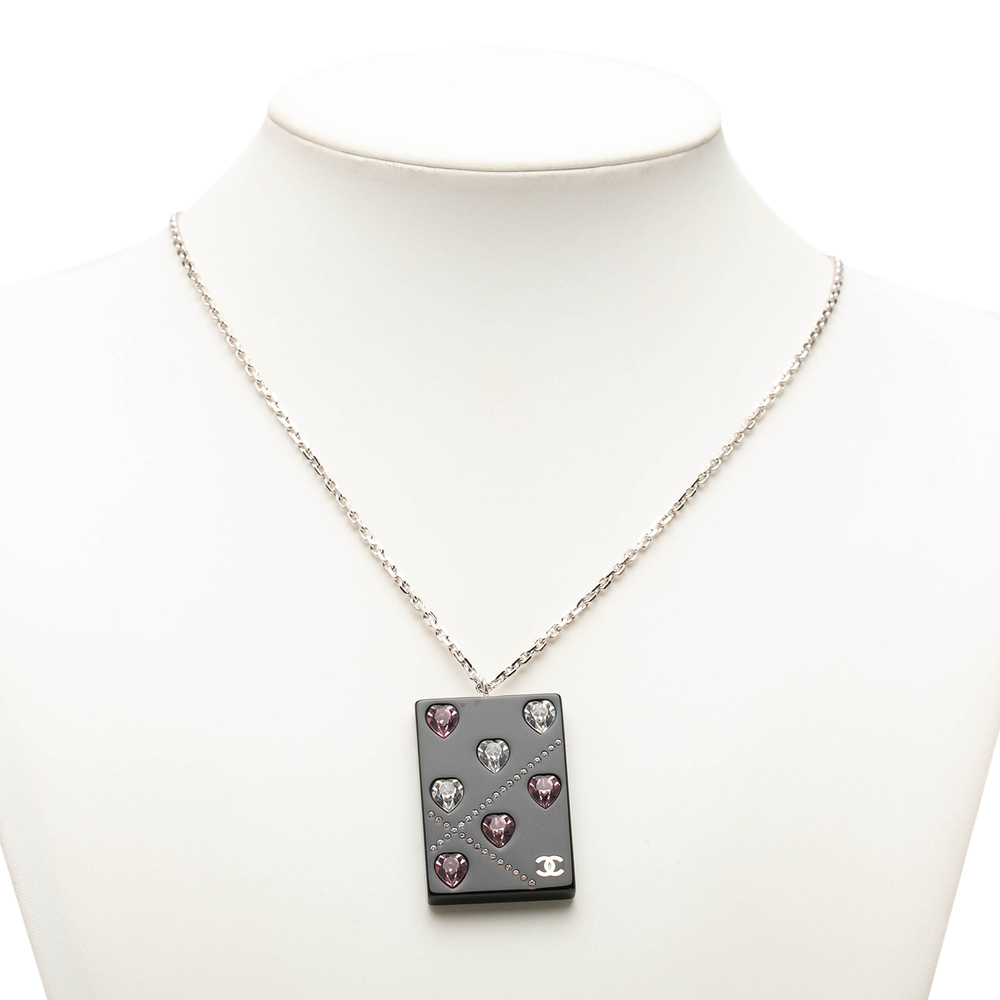 Pre-Loved Chanel CC Brass Acrylic and Strass Pendant Necklace - Picture 6 of 6